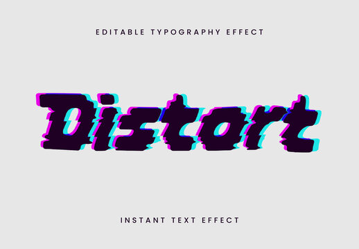 Black Cyan And Magenta Glitch Text Effect Warped Distort Noise Font
