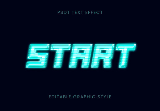 Blue Futuristic Vaporwave Text Effect Retro Neon Glowing Font