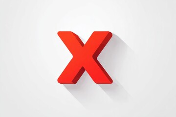 Obraz premium A red, three-dimensional 'X' casts a shadow