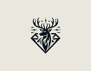 Diamond Deer black vector logo illustration