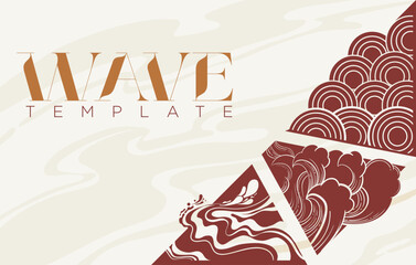 Decorative Elements Oriental Vintage Wallpaper design with flower and ocean wave