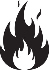 Black Fire Icon &ndash; Vector Flame Symbol for Heat, Burn, Emergency and Flammable Warning .