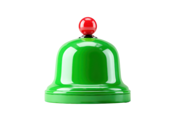 Shiny green bell with red knob on black background image, Isolated On Transparent Background, Png Cut Out