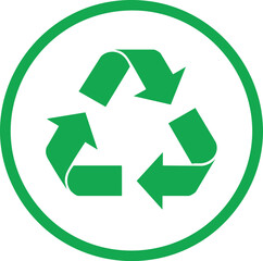 Green Recycle Icon &ndash; Isolated Eco-Friendly Symbol Vector . Environment, Sustainability, Circular Economy Logo .