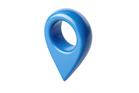 Glossy blue 3d map pin location marker on black background image, Isolated On Transparent Background, Png Cut Out - Powered by Adobe