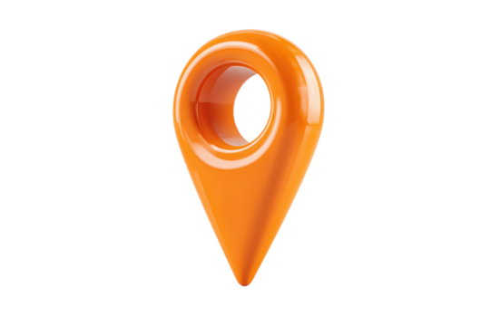 Glossy orange 3 D map pin location marker isolated on black background image, Isolated On Transparent Background, Png Cut Out - Powered by Adobe