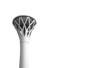 White abstract lamp post with intricate lattice design against black background light, Isolated On Transparent Background, Png Cut Out