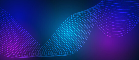 Fototapeta premium Futuristic technology particles mesh background. Digital data network gradient wave background