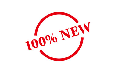 100% NEW - Red Rubber Stamp with text 100% NEW
