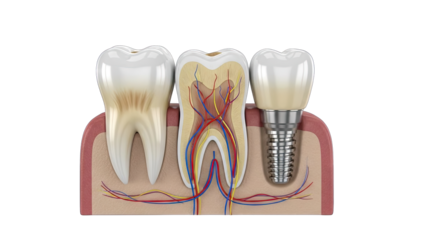 Dental Teeth and Implant Illustration on White Background