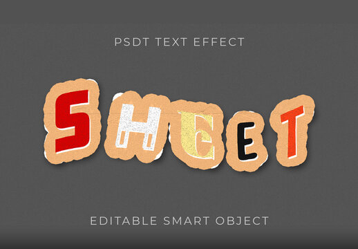 Colorful Cut Paper Text Effect Collage Scrapbook Font