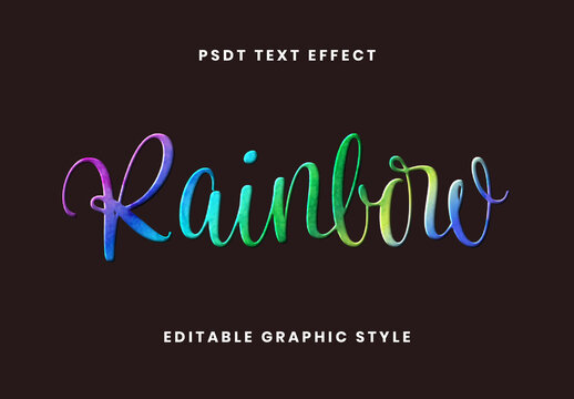 Colorful Rainbow Foil Embossed Text Effect Script Gradient Font