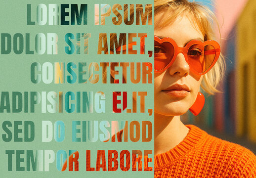 Colorful Cutout Text Overlay Photo Effect