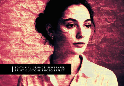 Red And Black Newspaper Print Duotone Photo Effect