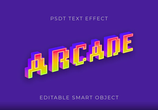 Multicolor Vivid Bold 3D Text Effect Pixel Retro Gradient Font