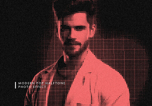 Red And Black Pop Halftone Photo Effect