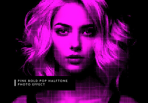 Pink And Black Pop Halftone Photo Effect