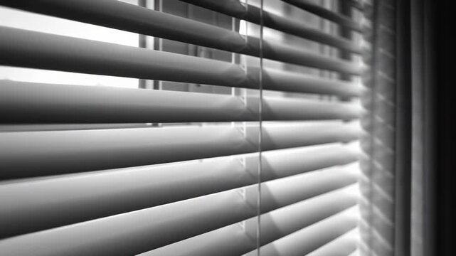 Abstract Light and Shadow Play Through Window Blinds Monochromatic Texture Background