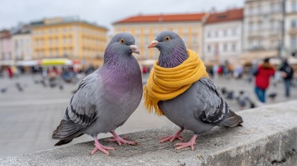 Capturing the Quiet Moments of Life: Two Birds on a Ledge in Bright Pastel Atmosphere