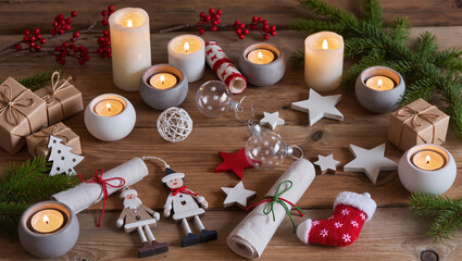 Christmas decoration details and candles
