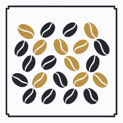 Stylish Gold Black Coffee Beans Pattern Background for Cafe Branding and Menu Design.