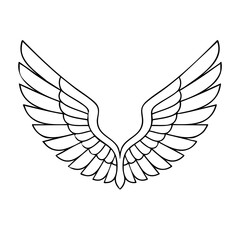 Eagle wings outline with detailed feather segments, clean thin line vector style