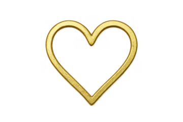 Golden heart outline symbol on transparent background