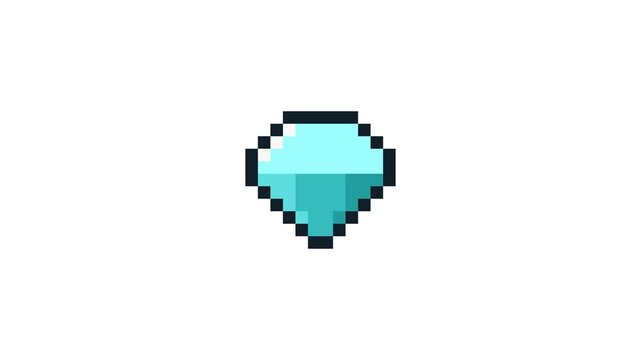 8-bit pixel art rpg game diamond icon. looped animation 4k 30fps