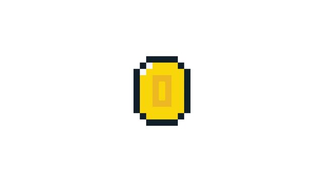 8-bit pixel art rpg game coin icon. looped animation 4k 30fps