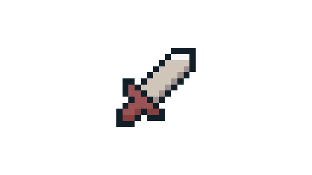 8-bit pixel art rpg game knife icon. looped animation 4k 30fps