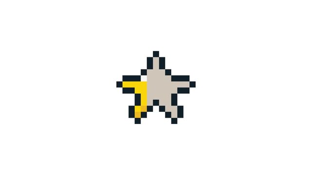 8-bit pixel art rpg game yellow star icon. looped animation 4k 30fps