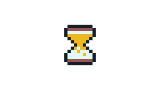 8-bit pixel art rpg game hourglass icon. looped animation 4k 30fps