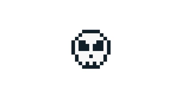 8-bit pixel art rpg game skeleton icon. looped animation 4k 30fps