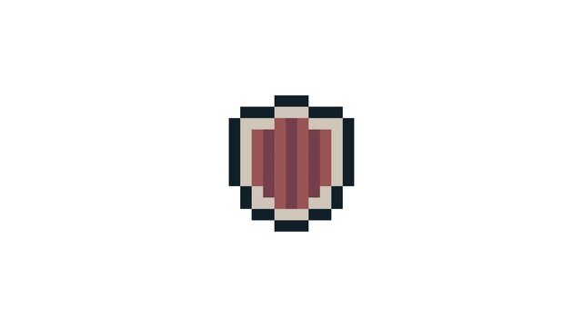 8-bit pixel art rpg game shield icon. looped animation 4k 30fps