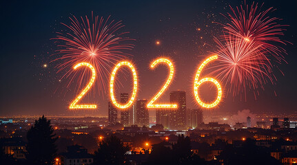 Imagine a dazzling New Year&rsquo;s Eve celebration in 2026 set in a futuristic city skyline. Neon lights and holographic displays light up the night sky as people in stylish, tech-enhanced outfits in