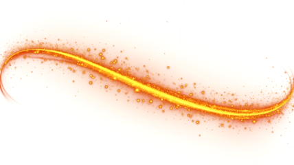 Png Wavy golden particle light trail, abstract glittering magic dust, sparkling energy line, festive Christmas or holiday speed element background.