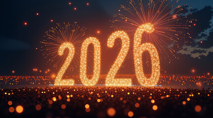 Imagine a dazzling New Year&rsquo;s Eve celebration in 2026 set in a futuristic city skyline. Neon lights and holographic displays light up the night sky as people in stylish, tech-enhanced outfits in