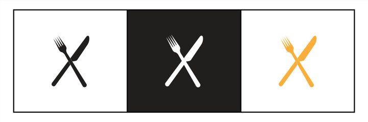 Simple icon of Crossed Fork and Knife Representing Clean and Minimalist Style Restaurant or Food Service Concept, vector illustration