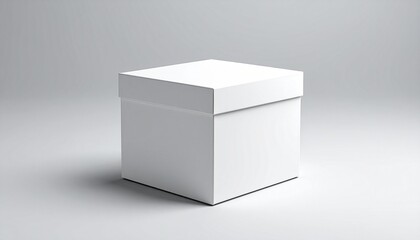 Naklejka premium White box packaging container isolated on gray background.