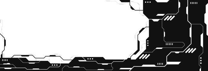 Abstract Modern Tech Background Minimal Geometric Circuit Pattern in Black