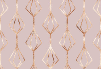 Seamless Christmas pattern with gold holiday baubles ornament.