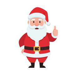 Cartoon Santa Claus character giving a thumbs-up gesture, dressed in his traditional red suit.