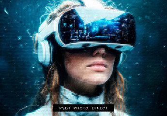 Blue And Black Geometric Mosaic Blur Photo Effect