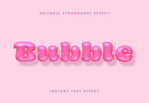 Pink 3D Inflated Text Effect Bubble Glossy Font