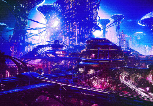 Blue And Pink Cyberpunk Color Grading Photo Effect