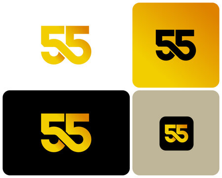 Number 55 Fifty Five Connect Loop Connection Infinity Concept Vector Logo Design Illustration