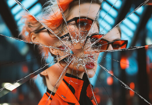 Monochrome Broken Glass Poster Photo Effect