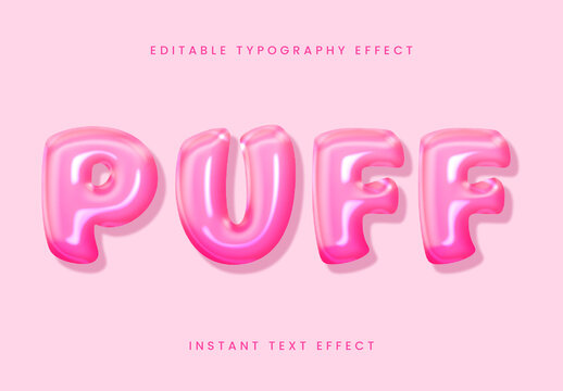 Pink 3D Inflated Text Effect Puffy Inflated Balloon Font