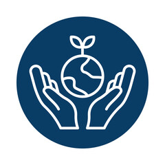 Hands holding earth sprout icon design isolated on transparent background