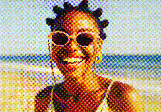 Yellow And Blue Comic Halftone Dot Photo Effect